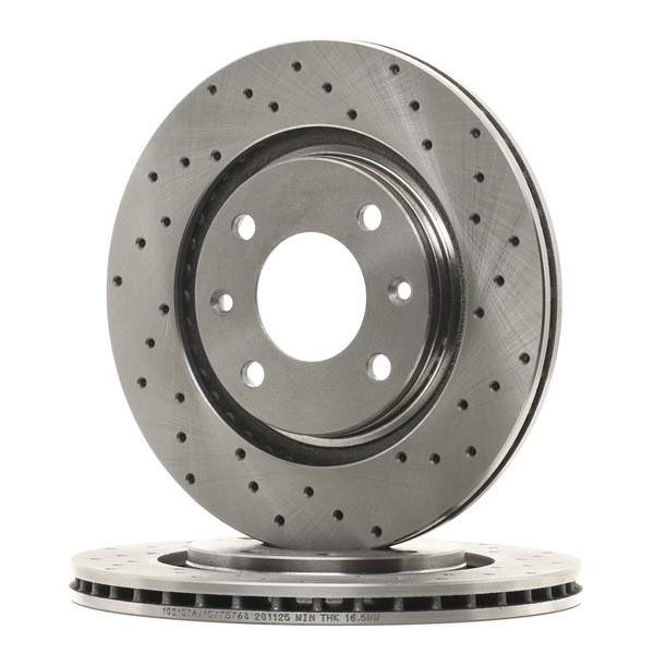 RIDEX 82B2840: Disco de freno Eje delantero, Ø: 266mm, perforado/ventil. int., Ø: 266mm, revestido, con tornillos