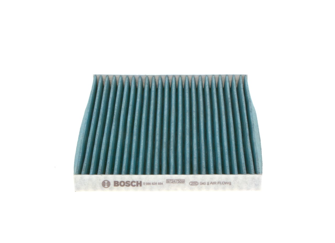 BOSCH 0 986 628 554: Filtrs, Salona telpas gaiss FILTRS+ Aktivētās ogles filtrs, ar antialerģisku iedarbību, ar antibakteriālu efektu, Smalko daļiņu gaisa filtrs (PM 2.5)