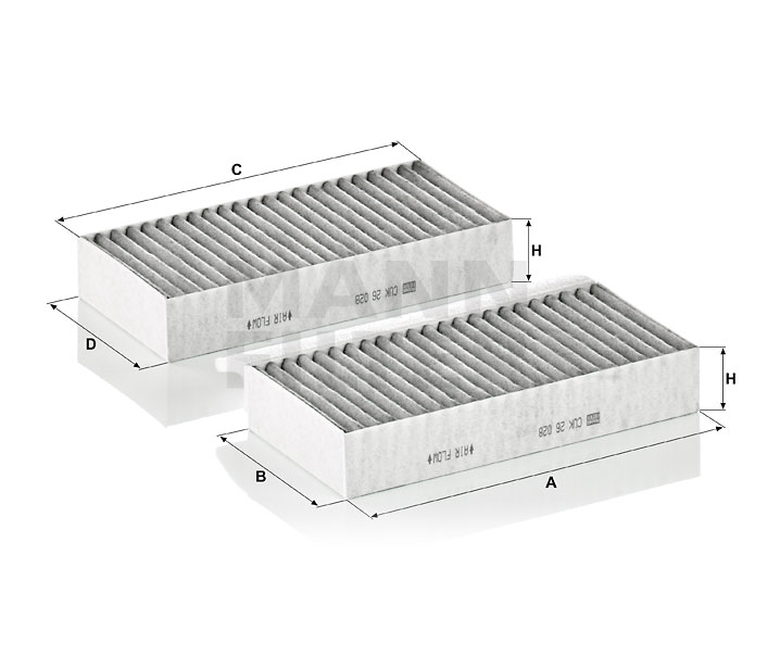 MANN-FILTER CUK 26 028-2: Filtr, vzduch v interiéru Filtr s aktivním uhlím