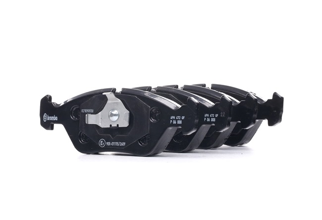 BREMBO P 06 008: Bromsbelägg PRIME LINE med tillbehör, med kolvlåsningar, Anti-skrik-plåt