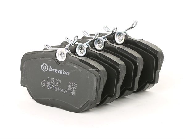BREMBO P 06 010: Plăcuțe de frână PRIME LINE cu acceasorii, cu suruburi etrier, cu tabla anti scartait