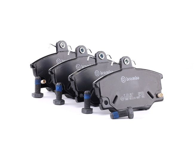 BREMBO P 23 017: Bremseklodser PRIME LINE med tilbehør, med bremsecaliperskruer, med anti-knirke-plade