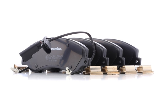 BREMBO P 24 064: Juego de pastillas de freno PRIME LINE con accesorios, con tornillos pinza freno, Chapa antichirridos