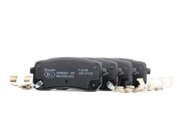 BREMBO P 30 035: Juego de pastillas de freno PRIME LINE con accesorios, con clip de émbolo, Chapa antichirridos