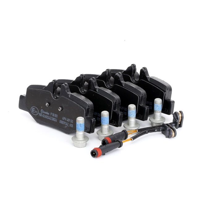 BREMBO P 50 051: Plăcuțe de frână PRIME LINE cu acceasorii, cu suruburi etrier, cu tabla anti scartait