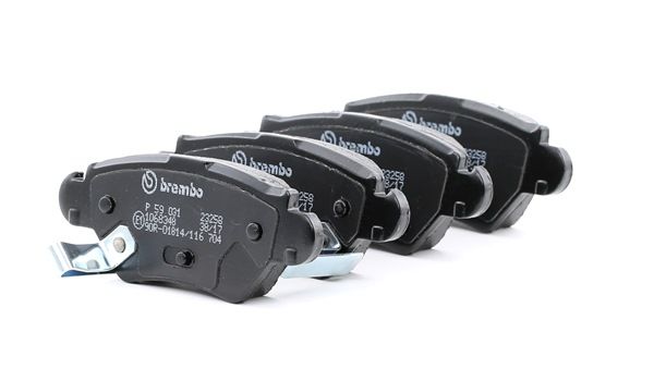 BREMBO P 59 031: Juego de pastillas de freno PRIME LINE con accesorios, con tornillos pinza freno, Chapa antichirridos