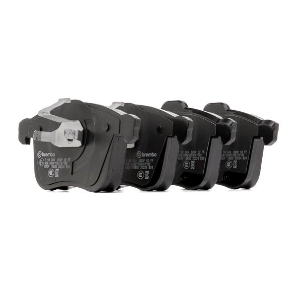 BREMBO P 59 049: Bromsbelägg med tillbehör, med kolvlåsningar, Anti-skrik-plåt, PRIME LINE - Ring