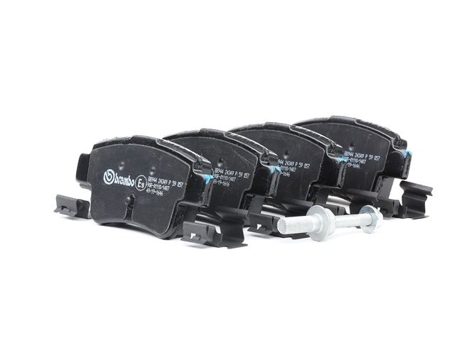 BREMBO P 59 057: Plăcuțe de frână PRIME LINE cu acceasorii, cu suruburi etrier, cu tabla anti scartait