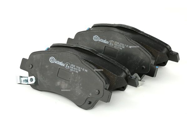 BREMBO P 83 046: Bromsbelägg PRIME LINE med tillbehör, med kolvlåsningar, Anti-skrik-plåt