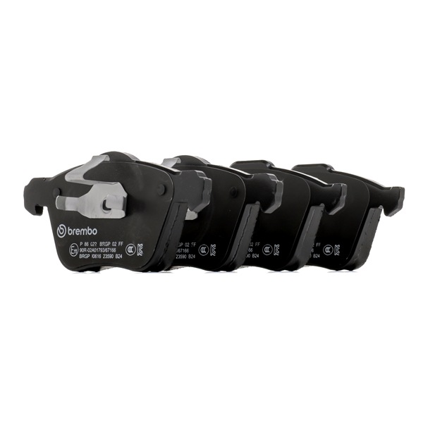 BREMBO P 86 022: Plăcuțe de frână PRIME LINE cu acceasorii, cu clema piston, cu tabla anti scartait