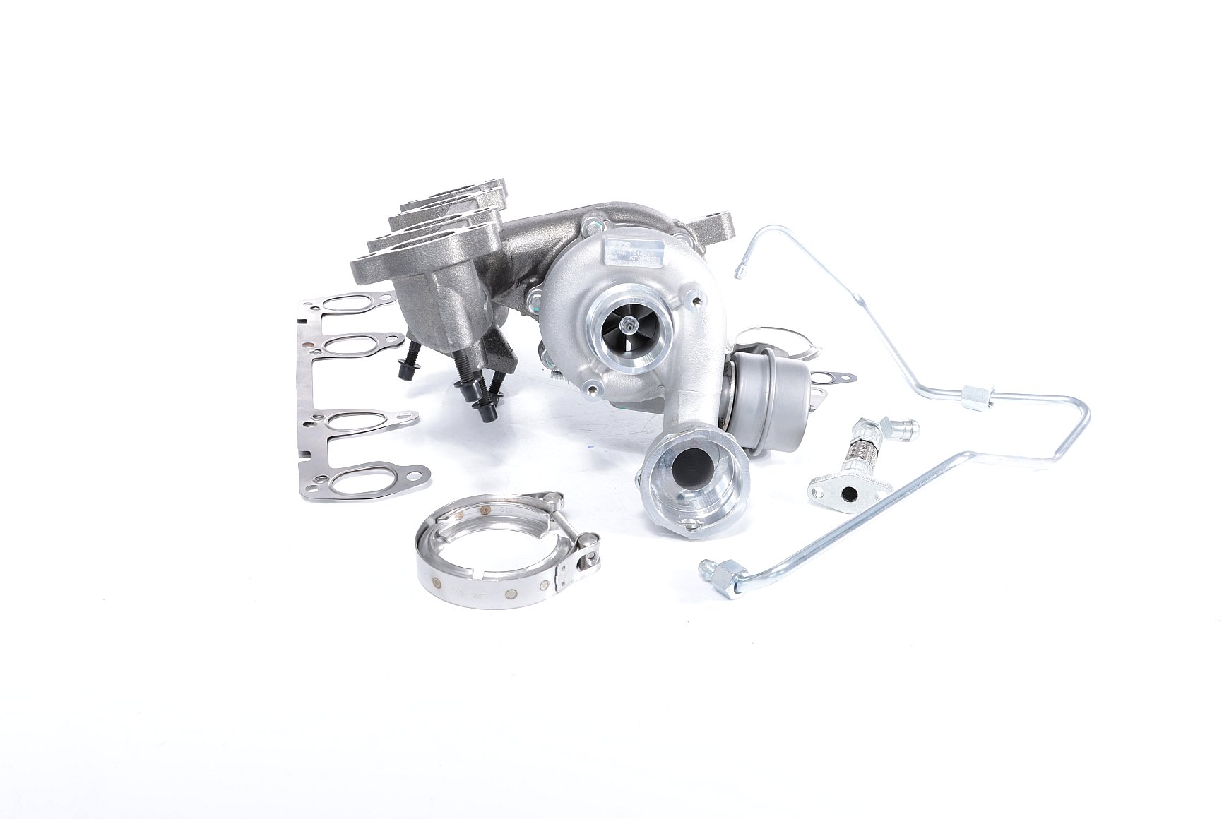 BTS TURBO T981075BT: Turbosuflantă cu material de atașare/fixare, cu conducta alimentare ulei, cu conducta scurgere ulei, cu instructiuni montaj