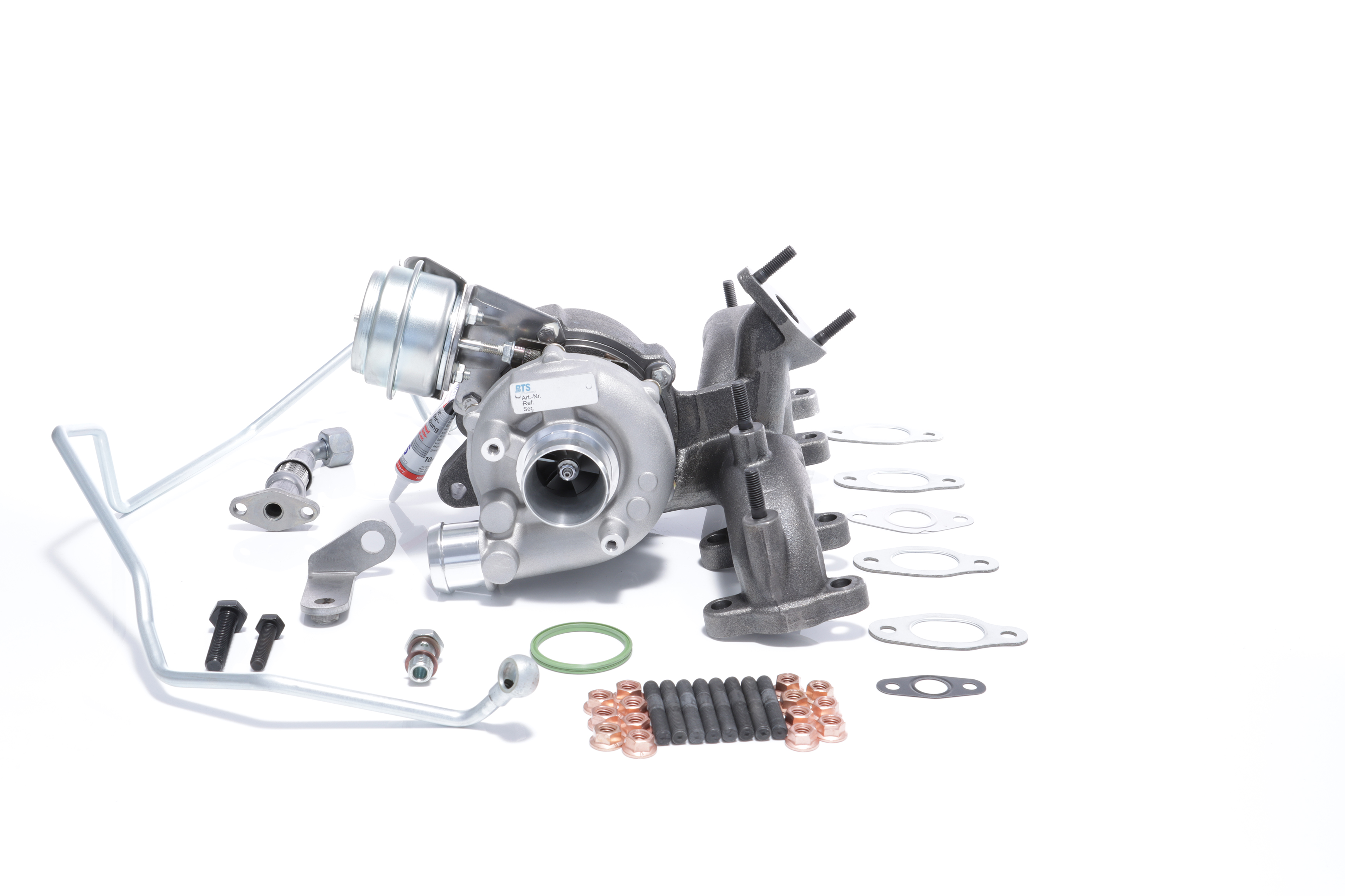 BTS TURBO T981113BT: Turbosuflantă cu material de atașare/fixare, cu conducta alimentare ulei, cu conducta scurgere ulei