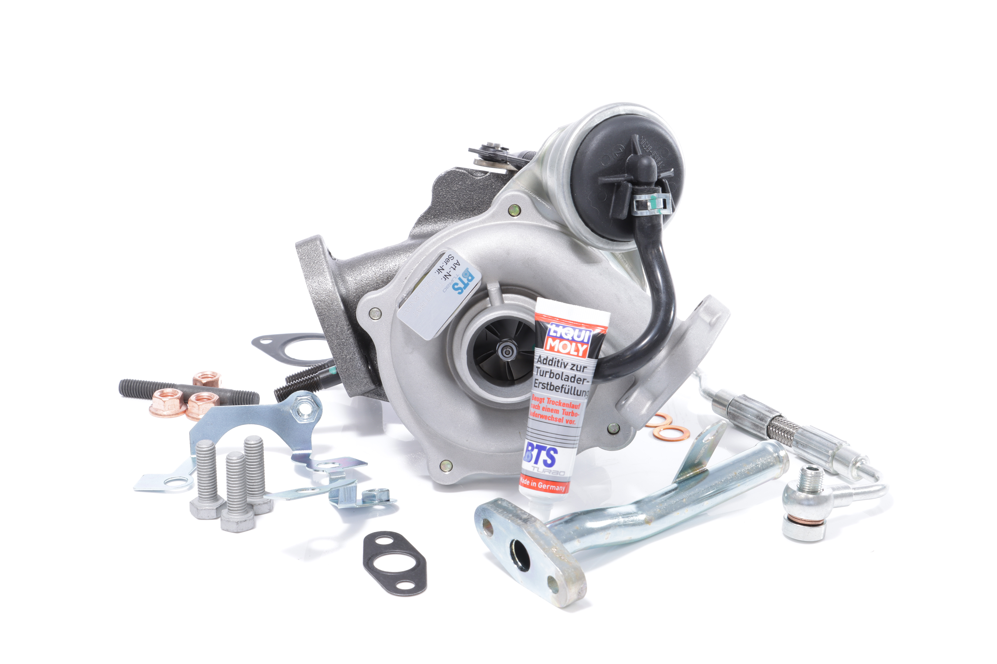 BTS TURBO T981146BT: Turbosuflantă cu material de atașare/fixare, cu conducta alimentare ulei, cu conducta scurgere ulei, cu instructiuni montaj