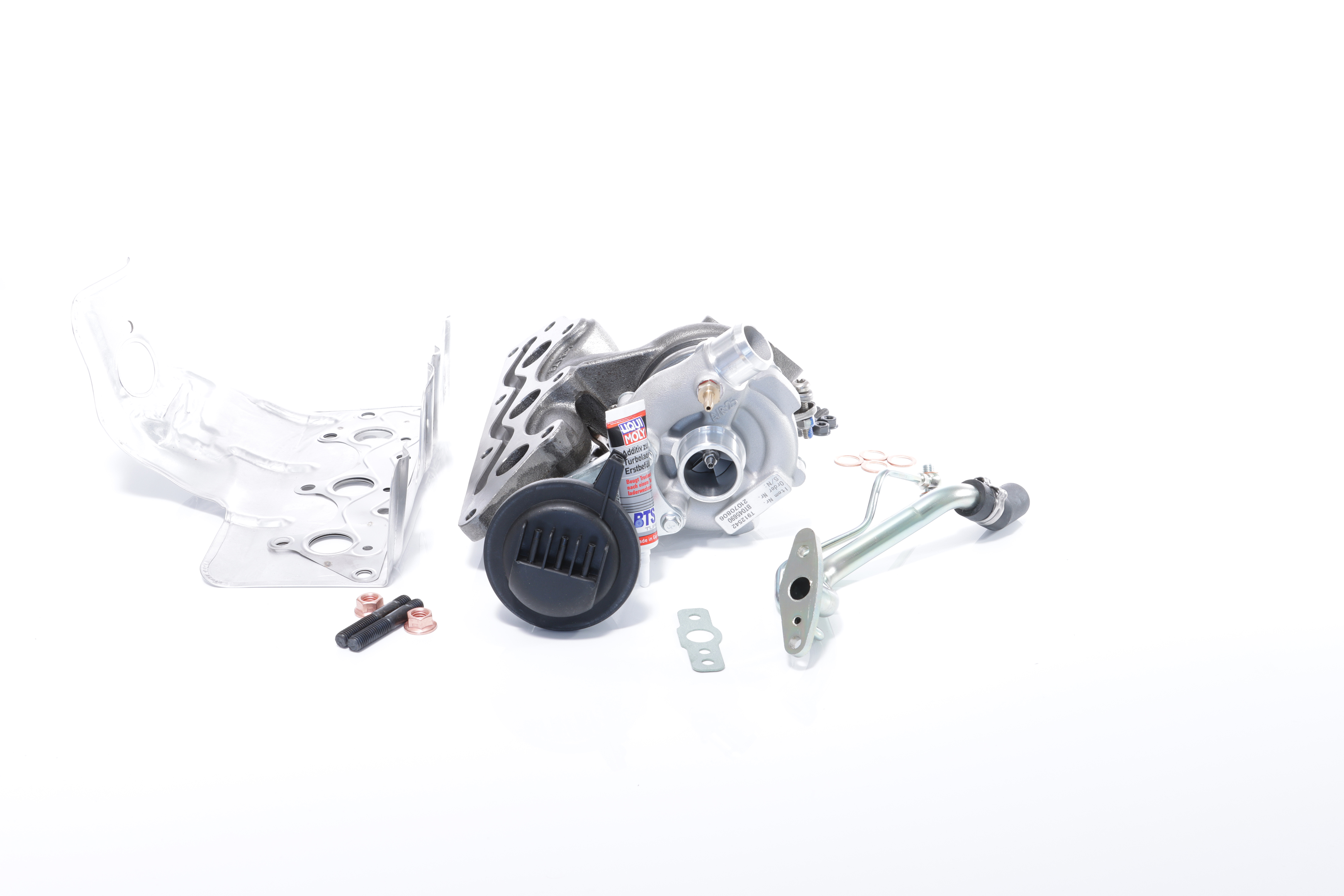 BTS TURBO T981262BT: Turbosuflantă cu conducta alimentare ulei, cu conducta scurgere ulei, cu material de atașare/fixare