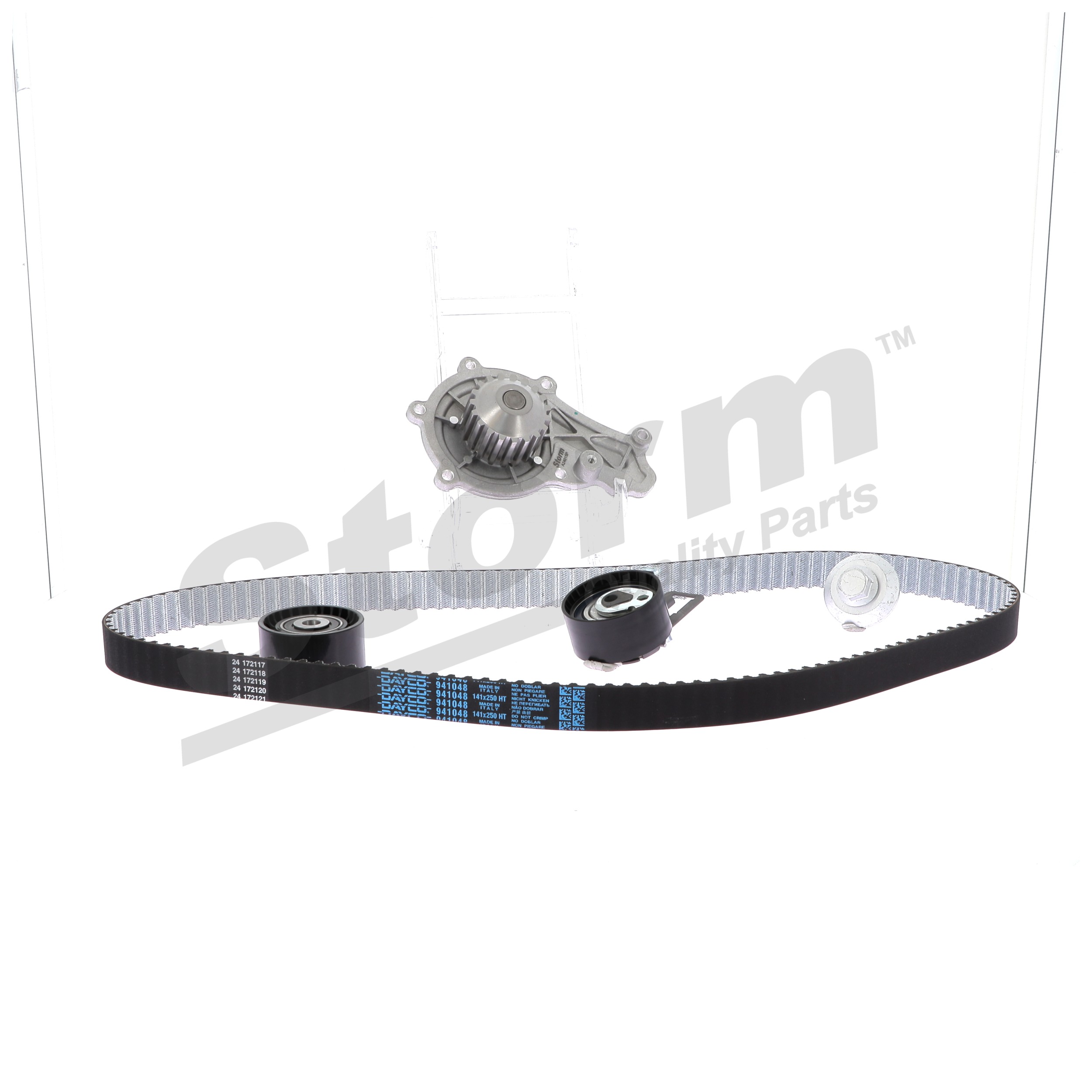 STORM QUALITY PARTS 904545KP: Kit de distribution + pompe à eau Nbr. dents: 141, Largeur: 250, 30, 28mm, avec pompe à eau, avec accessoires