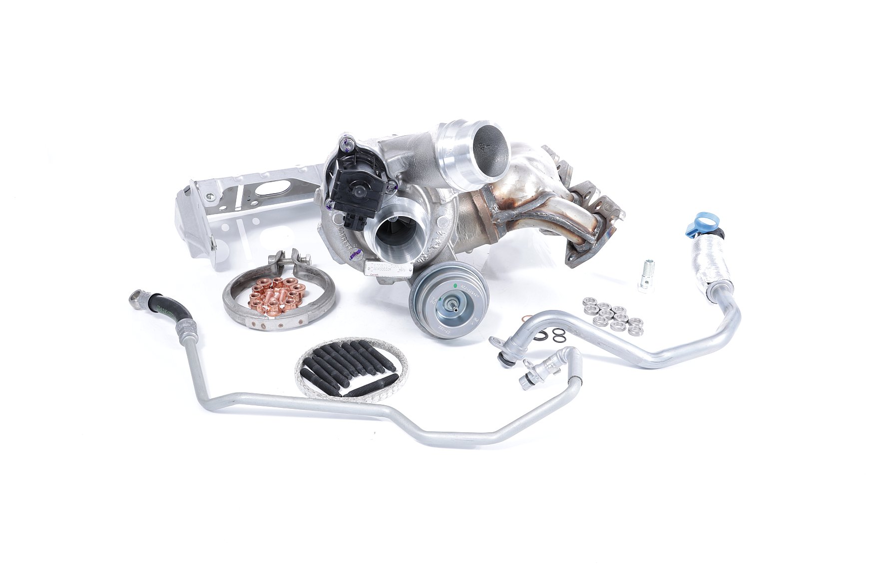 BTS TURBO T981599: Turbosuflantă TURBO SERVICE SET ORIGINAL cu conducta alimentare ulei, cu conducta scurgere ulei, cu material de atașare/fixare