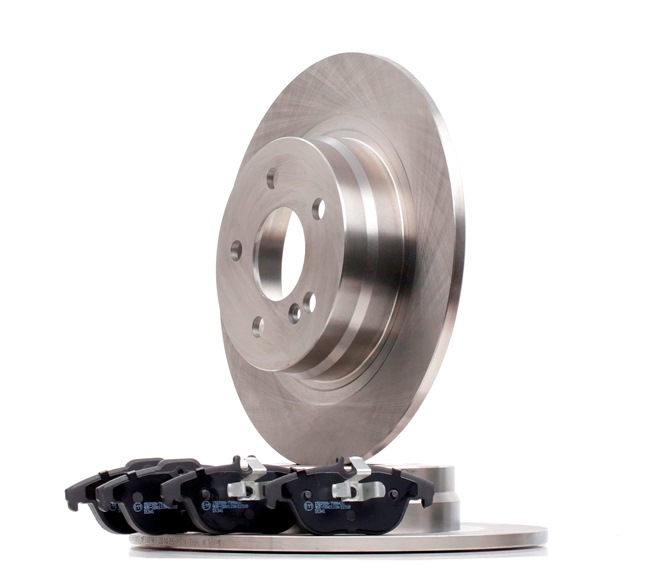 RIDEX 3405B0844: Kit de discos de freno y pastillas Eje trasero, Ø: 300mm, macizo, con tornillos, con clip de émbolo