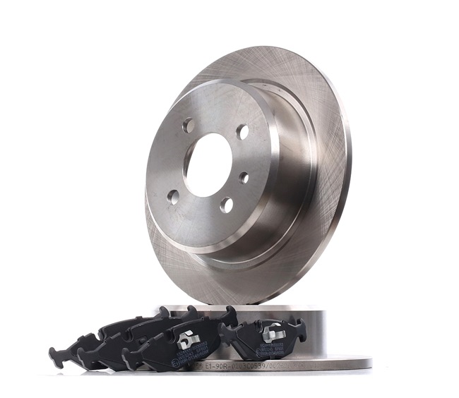 RIDEX 3405B1082: Kit de discos de freno y pastillas Eje trasero, Ø: 258mm, macizo, con clip de émbolo