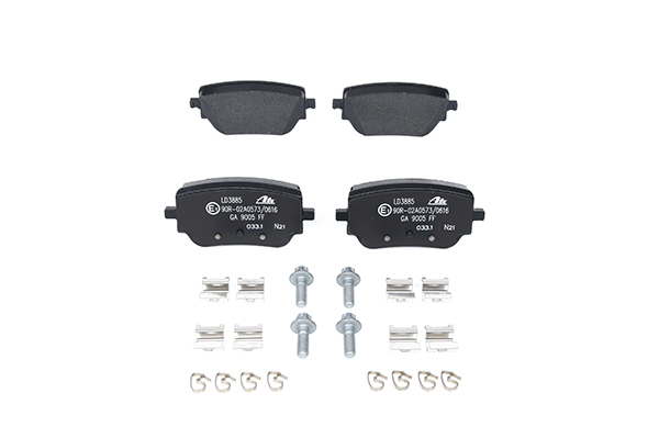 ATE 13.0470-3885.2: Juego de pastillas de freno Ceramic con accesorios, con tornillos pinza freno