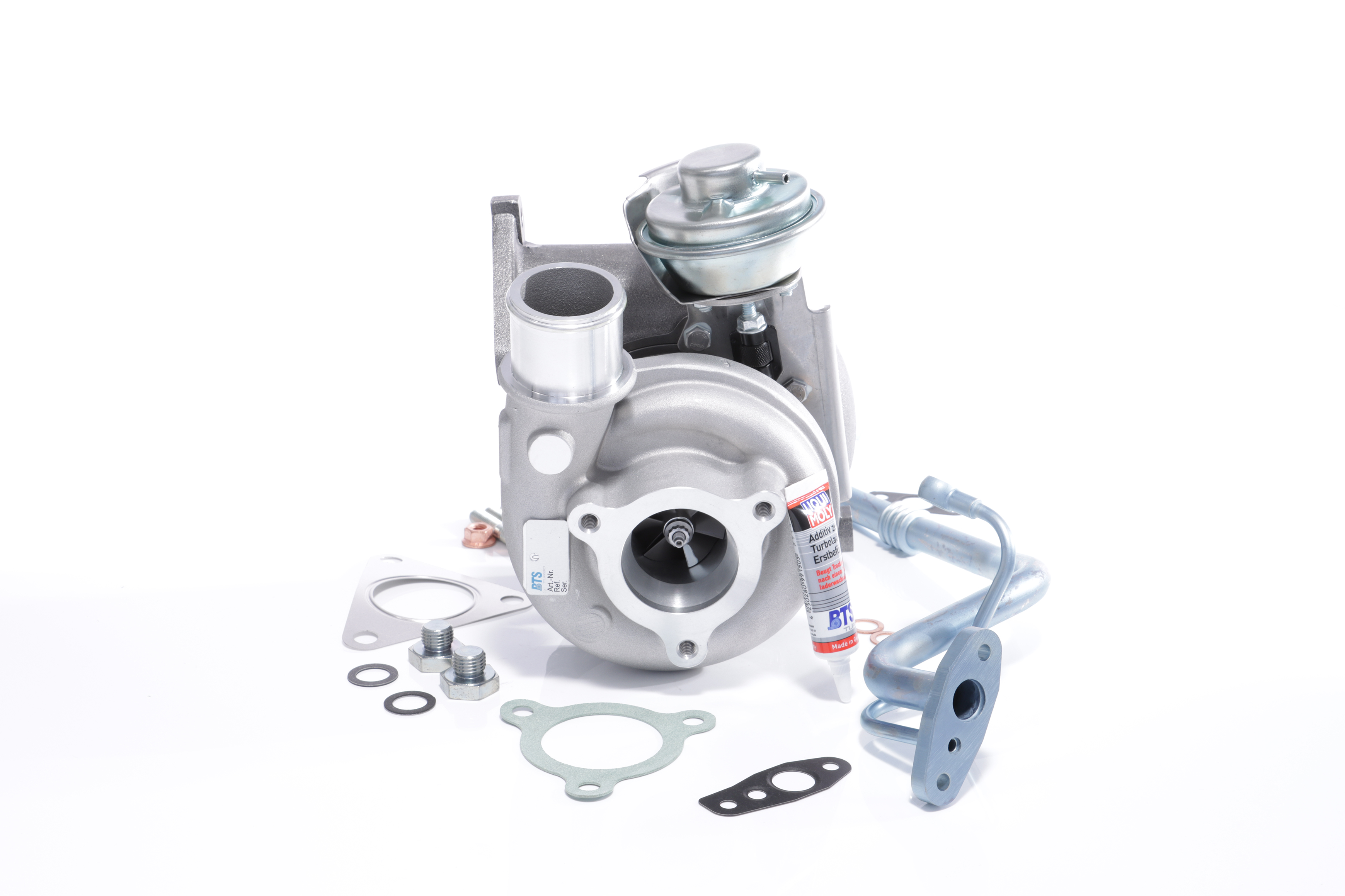 BTS TURBO T981174BT: Turbolader TURBO SERVICE SET BUDGET mit Ölzulaufleitung, mit Ölablaufleitung, mit Anbau-/Befestigungsmaterial