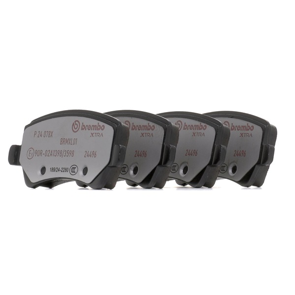 BREMBO P 24 078X: Piduriklotsid XTRA LINE koos lisadega, koos pidurisadula kruvidega, koos kokkusurumisvastase plekiga