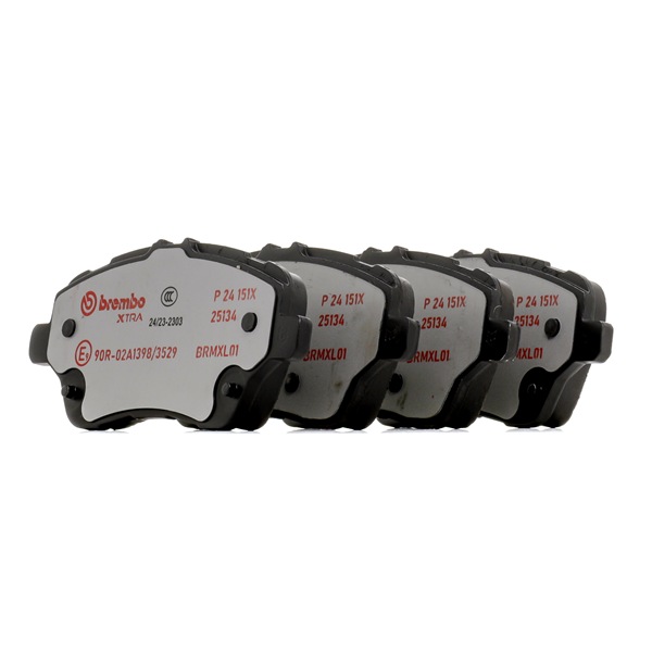 BREMBO P 24 151X: Bremsbeläge XTRA LINE mit Zubehör, mit Bremssattelschrauben, mit Anti-Quietsch-Blech