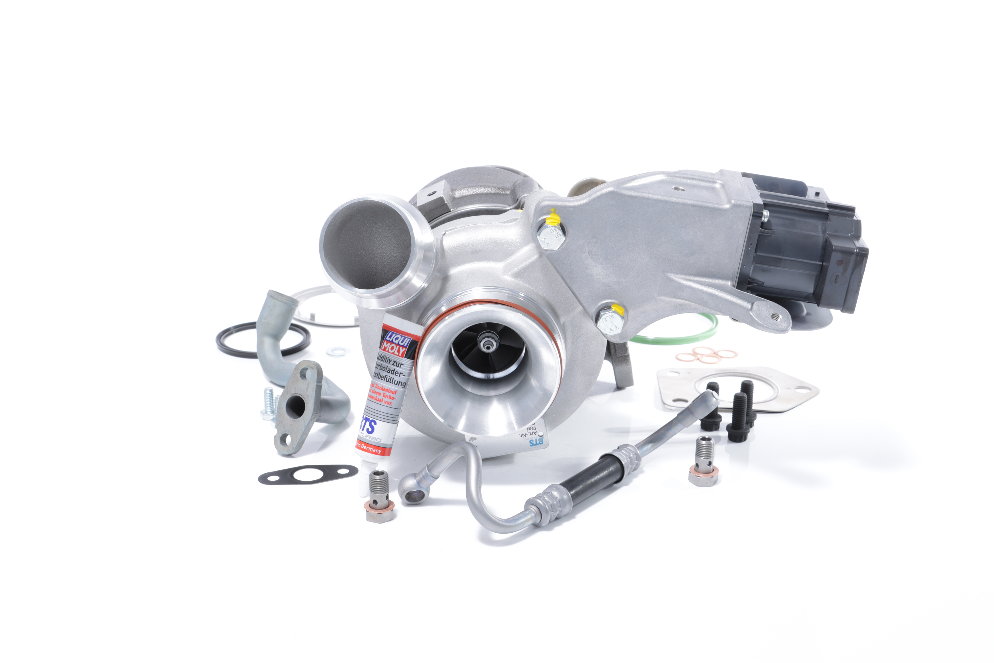 BTS TURBO T981026BT: Turbolader TURBO SERVICE SET BUDGET mit Anbau-/Befestigungsmaterial, mit Ölzulaufleitung, mit Ölablaufleitung, mit Montageanleitung
