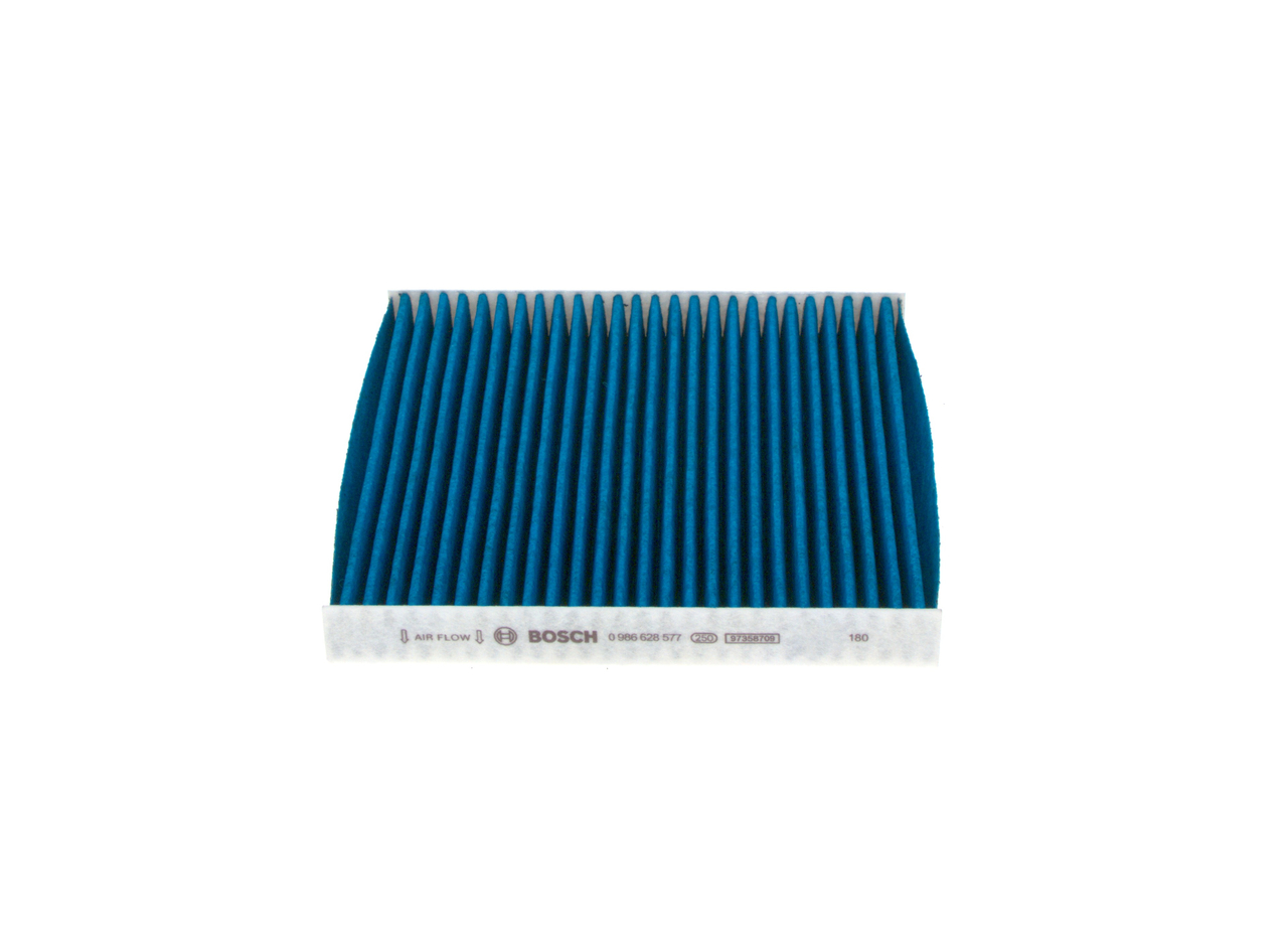 BOSCH 0 986 628 577: Interieurfilter FILTER+pro Carbon filter, Met antibacteriële werking, Deeltjesscheiderpercentage >98% voor 2,5 µm (fijnstof), Met anti-allergische werking, met antivirale werking, Met schimmelwerende werking