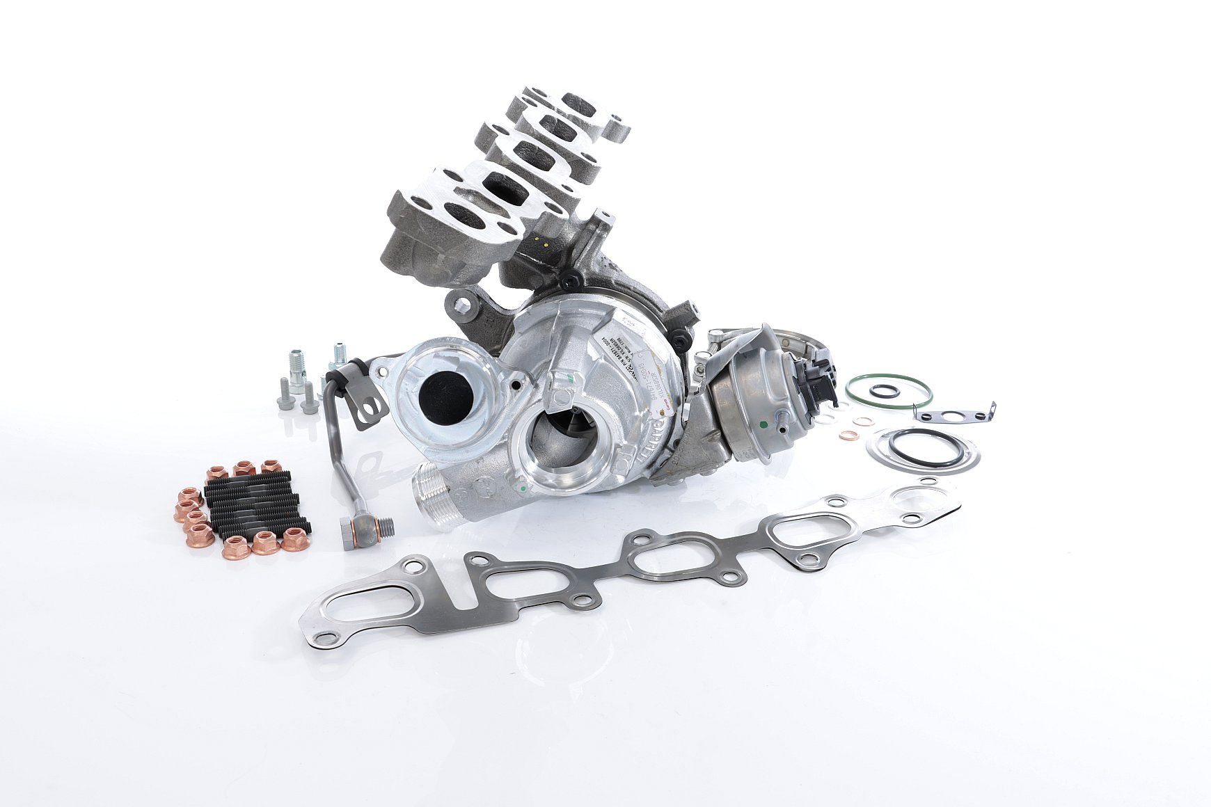BTS TURBO T981484: Turbolader TURBO SERVICE SET ORIGINAL mit Anbau-/Befestigungsmaterial, mit Ölzulaufleitung, mit Ölablaufleitung