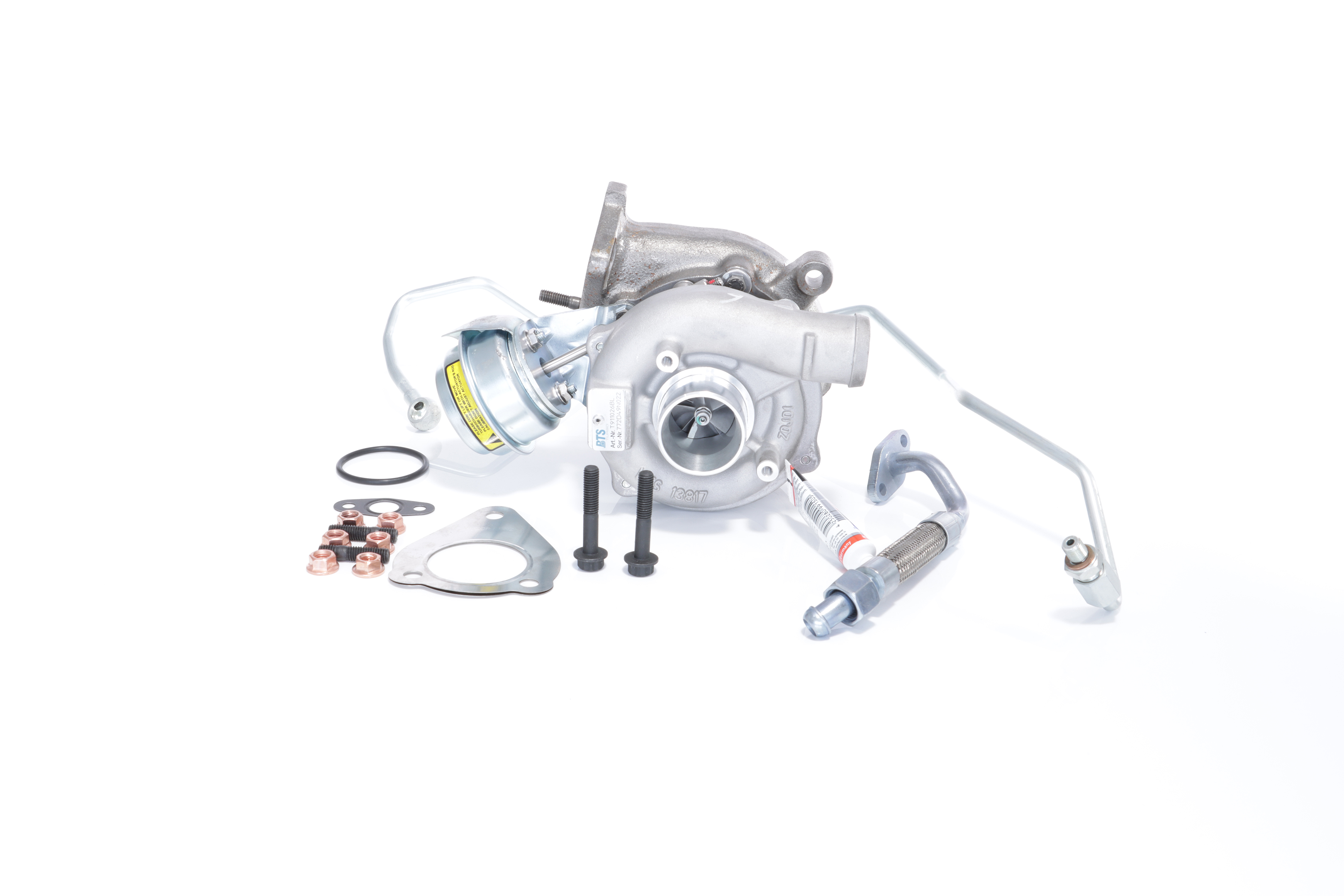 BTS TURBO T981103BL: Turbosuflantă cu material de atașare/fixare, cu conducta alimentare ulei, cu conducta scurgere ulei