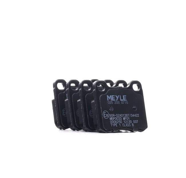 MEYLE 025 206 8715: Remblokken Achteras, Met anti-kreukplaat, ORIGINAL Quality