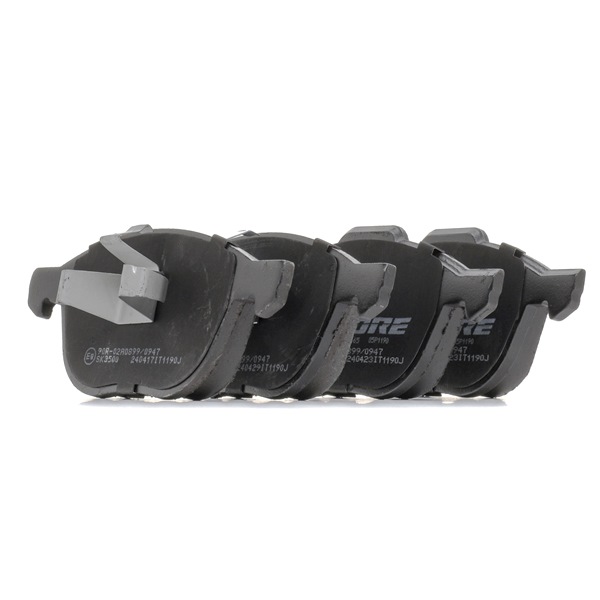 goCORE GCD020014 Bremsbeläge Vorderachse, mit Anti-Quietsch-Blech, mit Kolbenclip