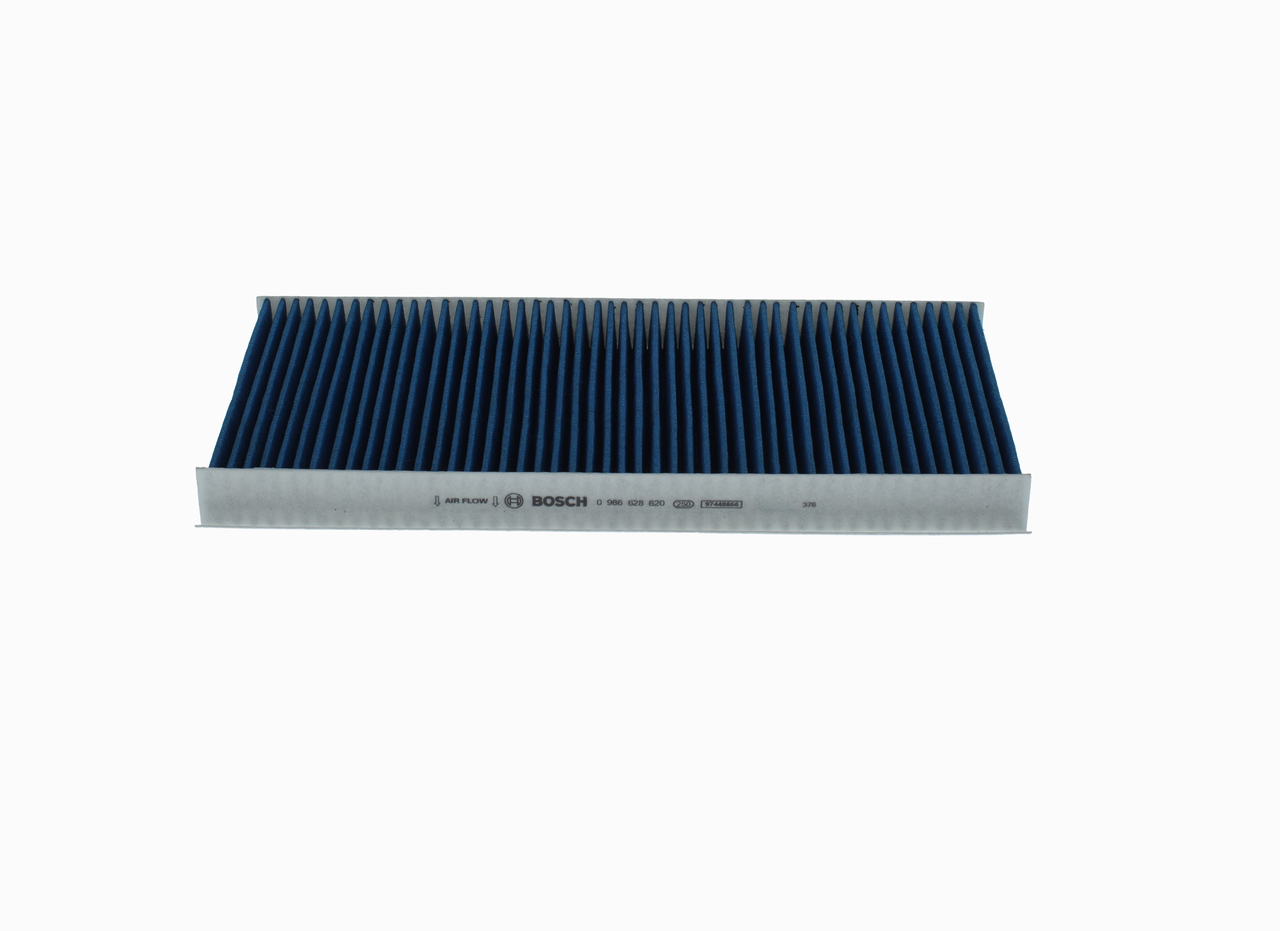 BOSCH 0 986 628 620: Innenraumfilter FILTER+pro Aktivkohlefilter, mit antibakterieller Wirkung, Partikelabscheiderate >98% für 2,5µm (Feinstaub), mit antiallergischer Wirkung, mit antiviraler Wirkung, mit fungizider Wirkung