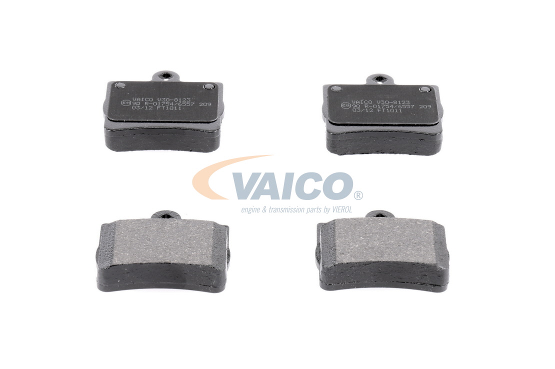 VAICO V30-8123: Juego de pastillas de freno Eje trasero, Chapa antichirridos, Q+, calidad de primer equipo