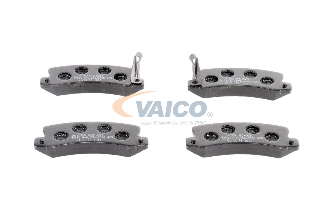 VAICO V70-0051: Sada brzdových destiček, kotoučová brzda Zadní náprava, Q+, original equipment manufacturer quality