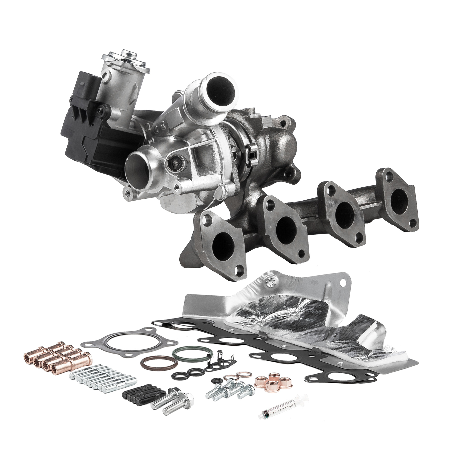 BR Turbo 03F145701GRSM: Turbocompresor REMANUFACTURED TURBOCHARGER WITH MOUNTING KIT con material de montaje/fijación