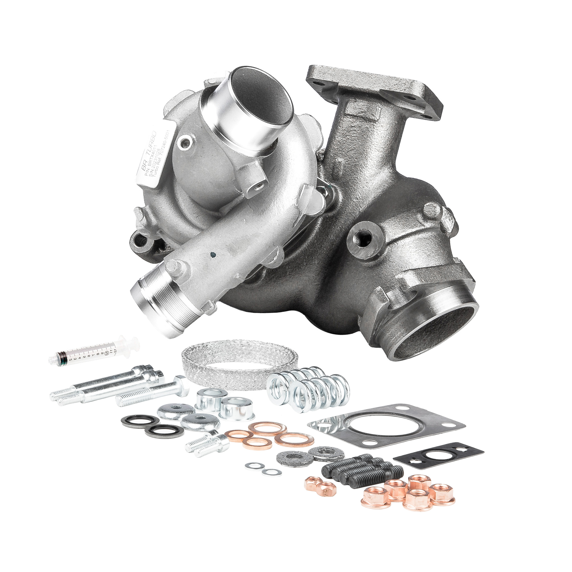 BR Turbo BRTX4011M: Turbosprężarka NEW BR TURBO TURBOCHARGER WITH MOUNTING KIT z materiałem montażowym/ mocującym