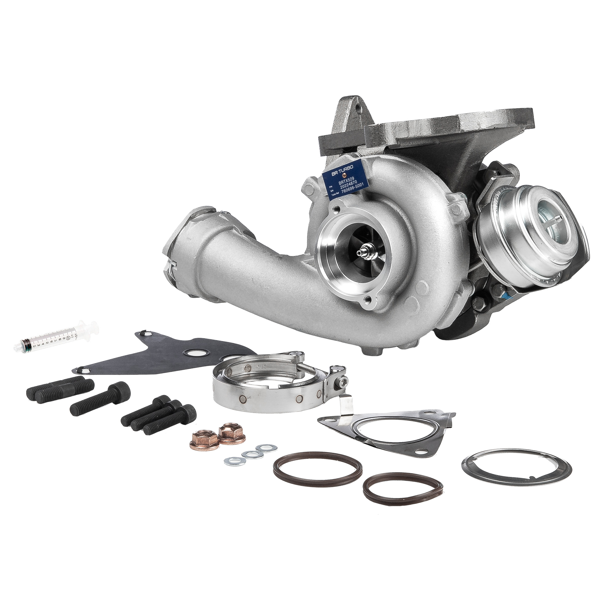 BR Turbo BRTX529M: Turboaggregat NEW BR TURBO TURBOCHARGER WITH MOUNTING KIT med påbyggnads-/fästmaterial