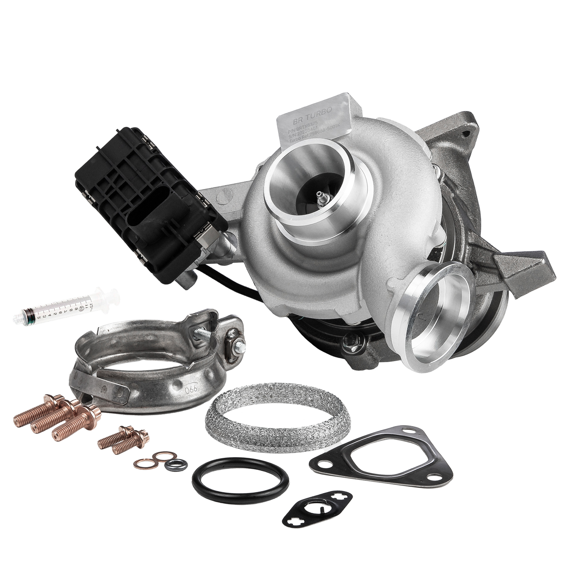 BR Turbo BRTX6375M: Turbocharger NEW BR TURBO TURBOCHARGER WITH MOUNTING KIT met montage-/bevestigingsmateriaal