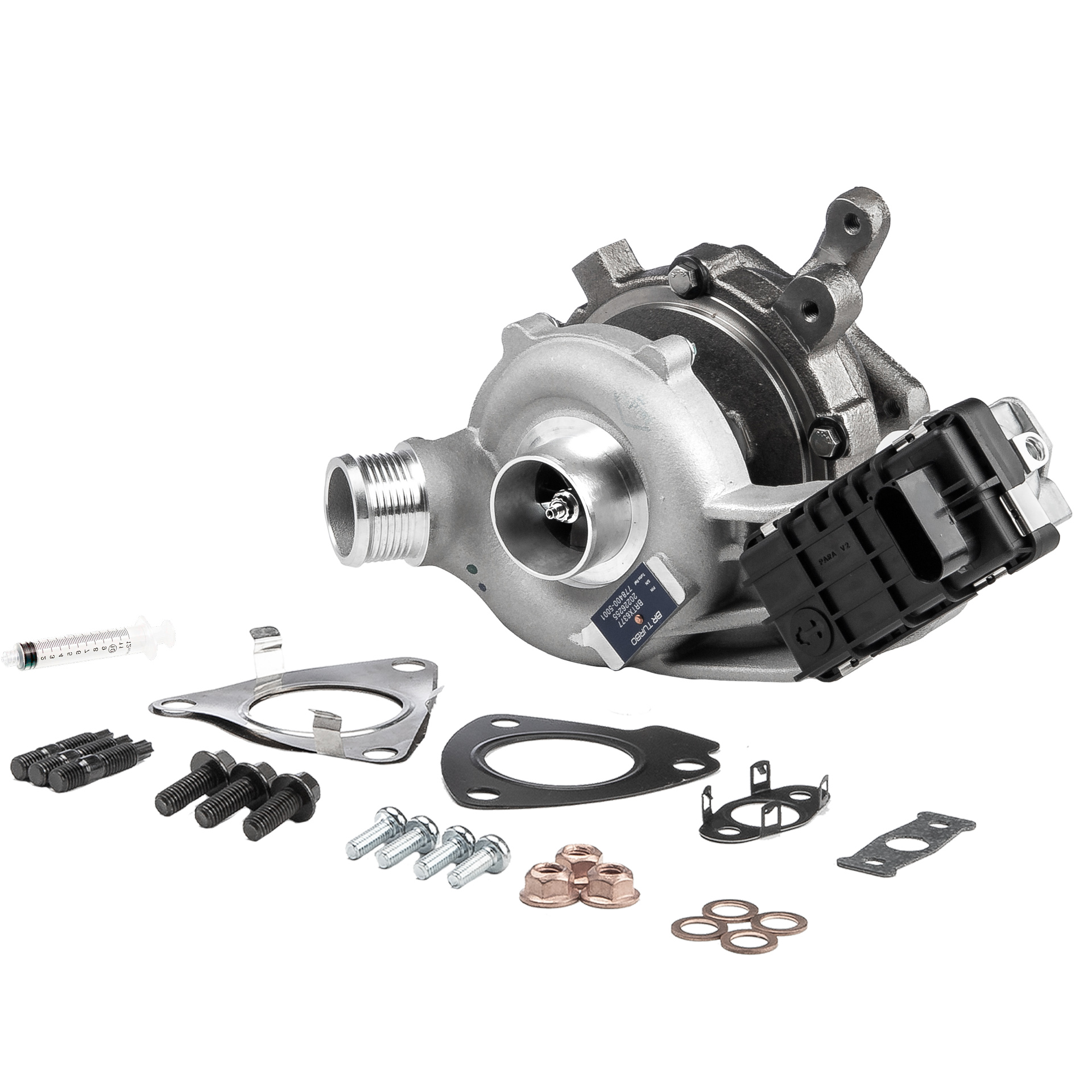 BR Turbo BRTX6377M: Turbosprężarka NEW BR TURBO TURBOCHARGER WITH MOUNTING KIT z materiałem montażowym/ mocującym