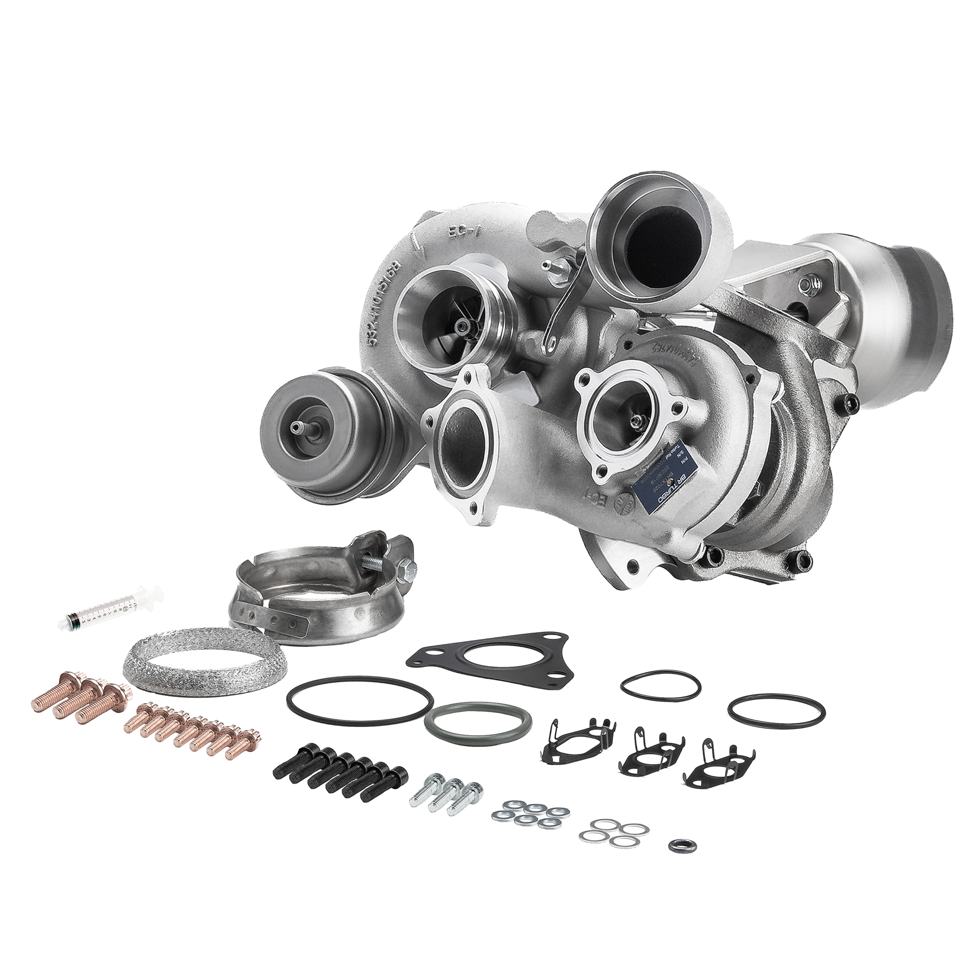 BR Turbo BRTX7020M: Turbosprężarka NEW BR TURBO TURBOCHARGER WITH MOUNTING KIT z materiałem montażowym/ mocującym
