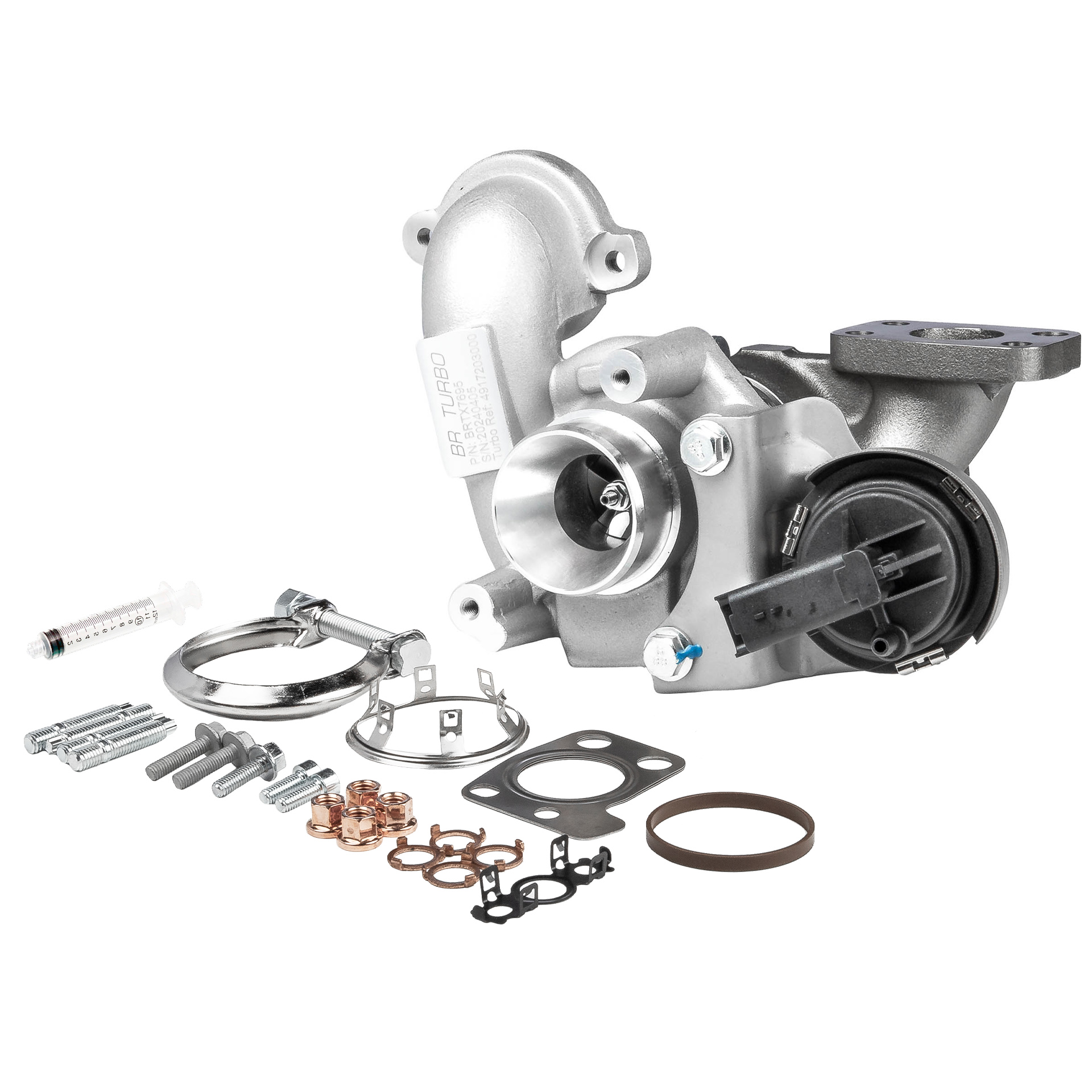 BR Turbo BRTX7695M: Turbina NEW BR TURBO TURBOCHARGER WITH MOUNTING KIT con materiale di fissaggio/montaggio