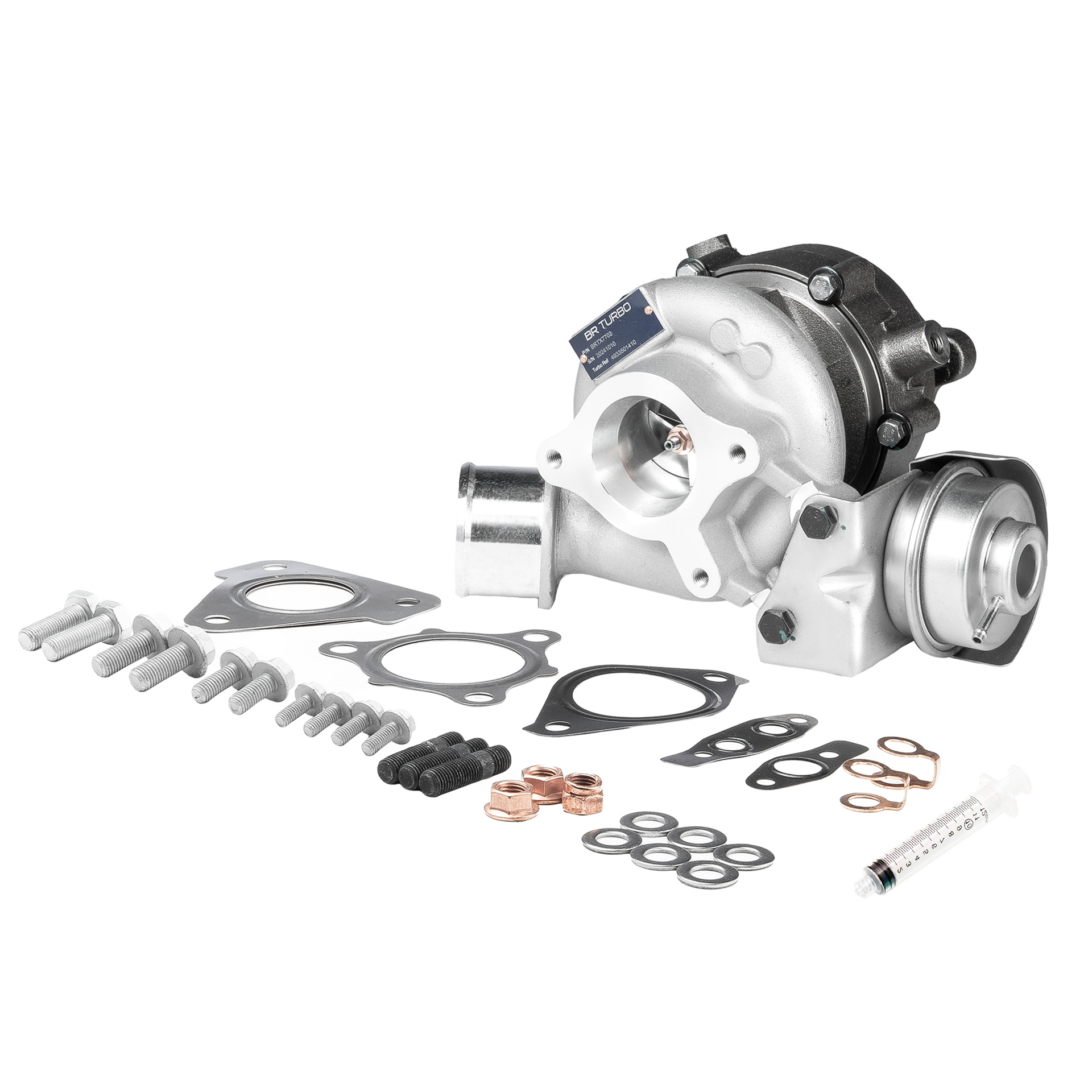 BR Turbo BRTX7702M: Turbosprężarka NEW BR TURBO TURBOCHARGER WITH MOUNTING KIT z materiałem montażowym/ mocującym
