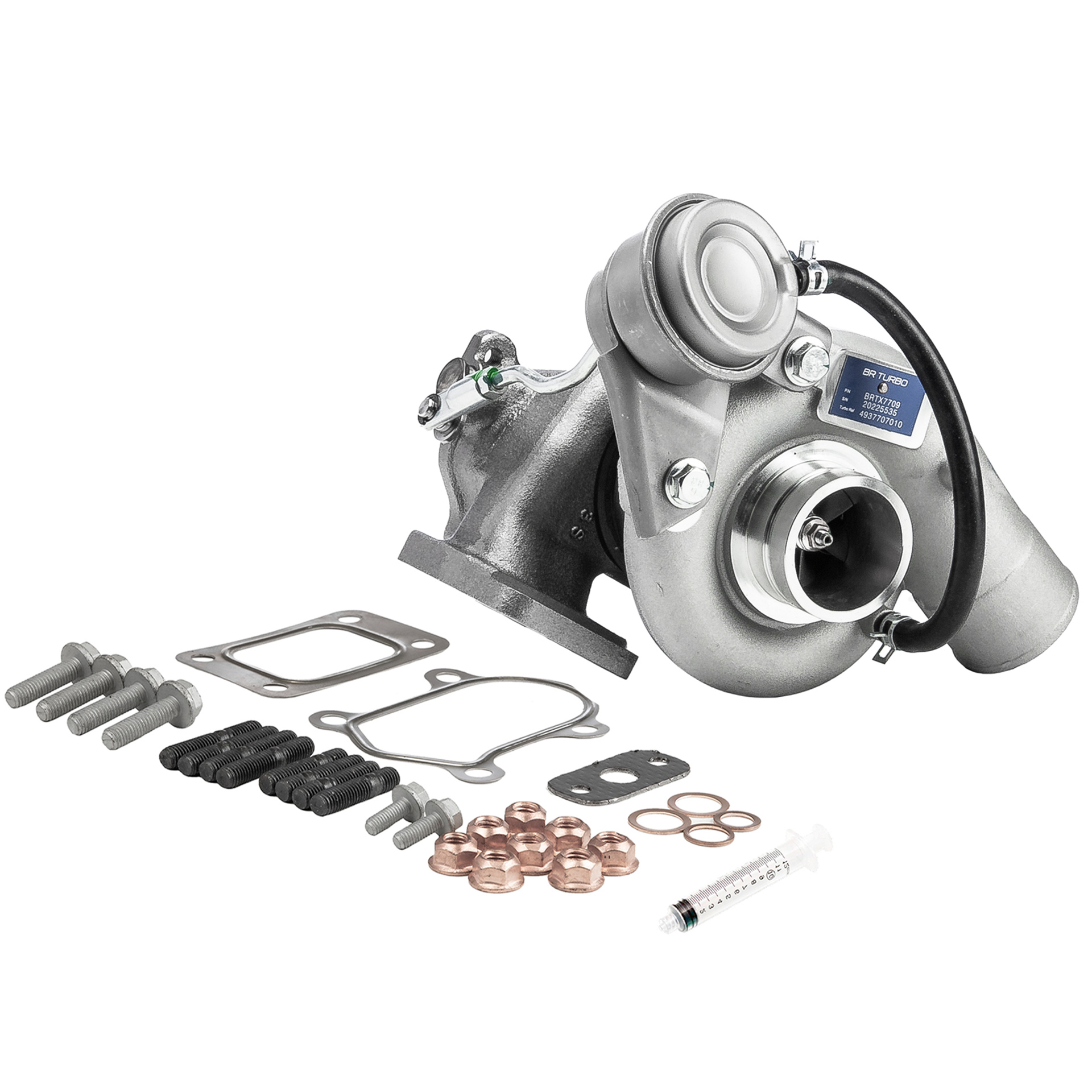 BR Turbo BRTX7709M: Turbosprężarka NEW BR TURBO TURBOCHARGER WITH MOUNTING KIT z materiałem montażowym/ mocującym