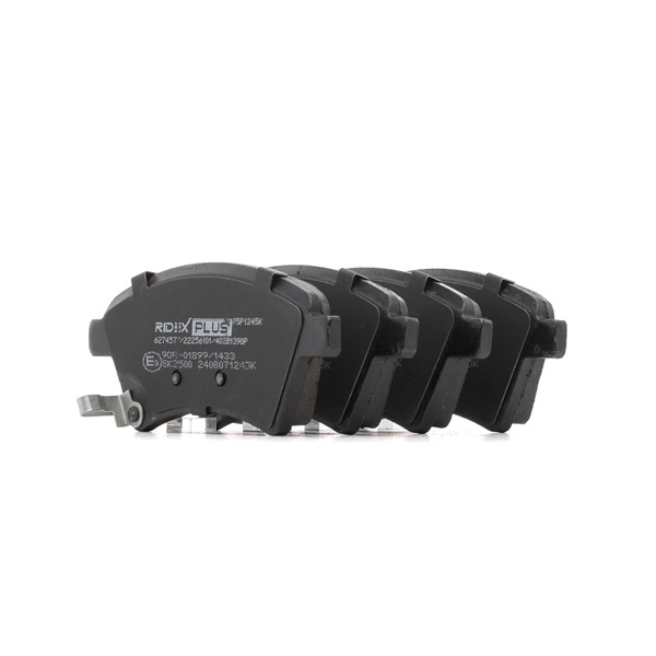 RIDEX PLUS 402B1390P: Bremsbeläge Vorderachse, mit Zubehör, mit Bremssattelschrauben