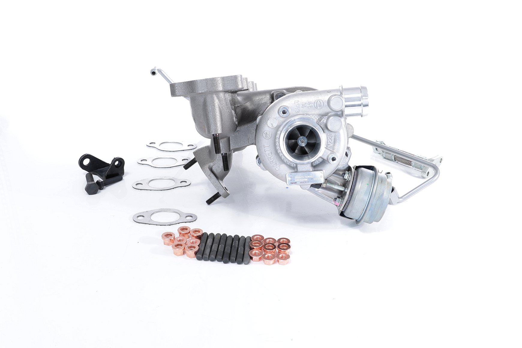 BTS TURBO T981001: Turbina con materiale di fissaggio/montaggio, con condotto afflusso olio, con condotto scarico olio, con istruzioni montaggio TURBO SERVICE SET ORIGINAL