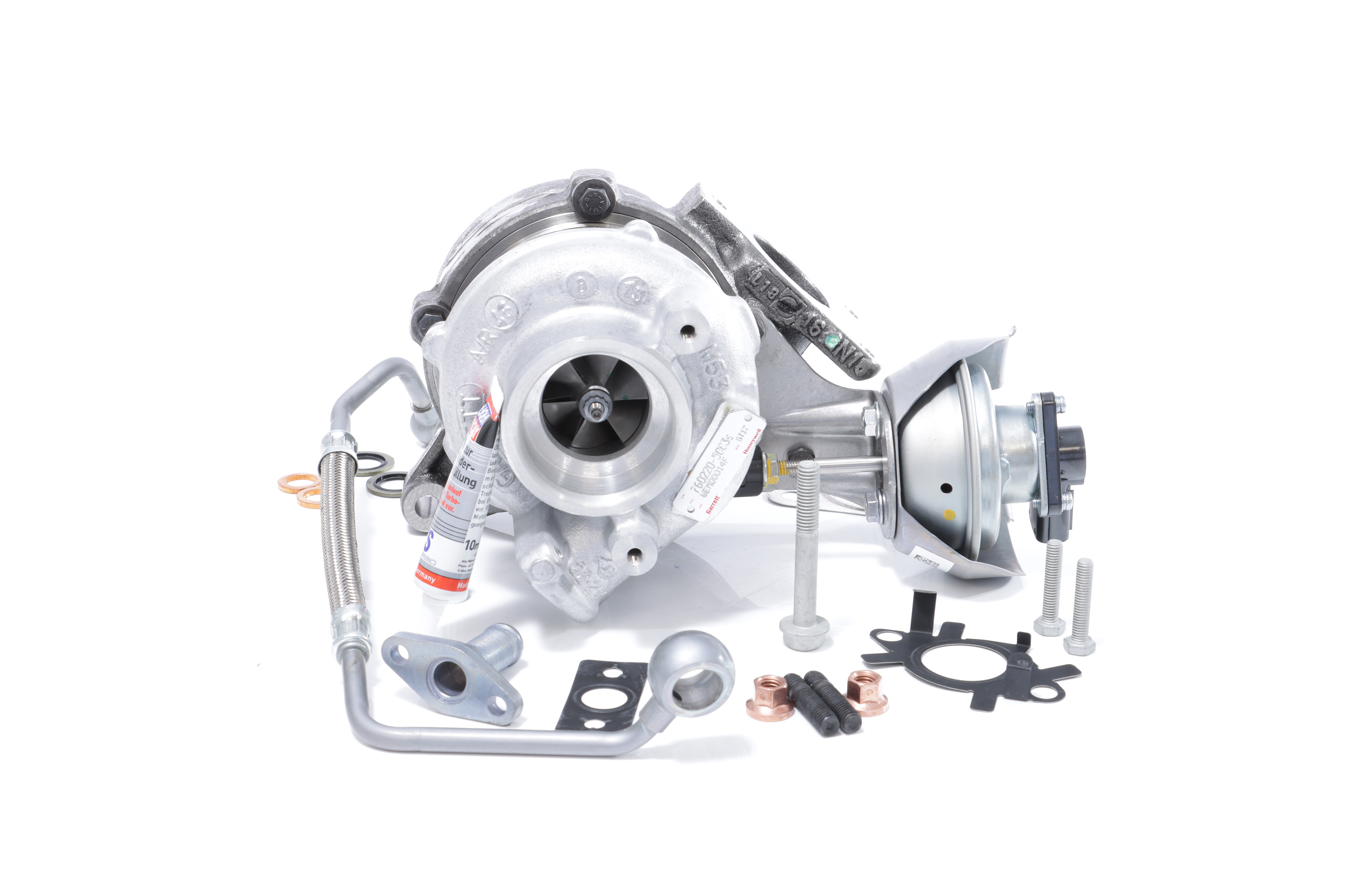 BTS TURBO T981083: Turbosuflantă cu material de atașare/fixare, cu conducta alimentare ulei, cu conducta scurgere ulei TURBO SERVICE SET ORIGINAL