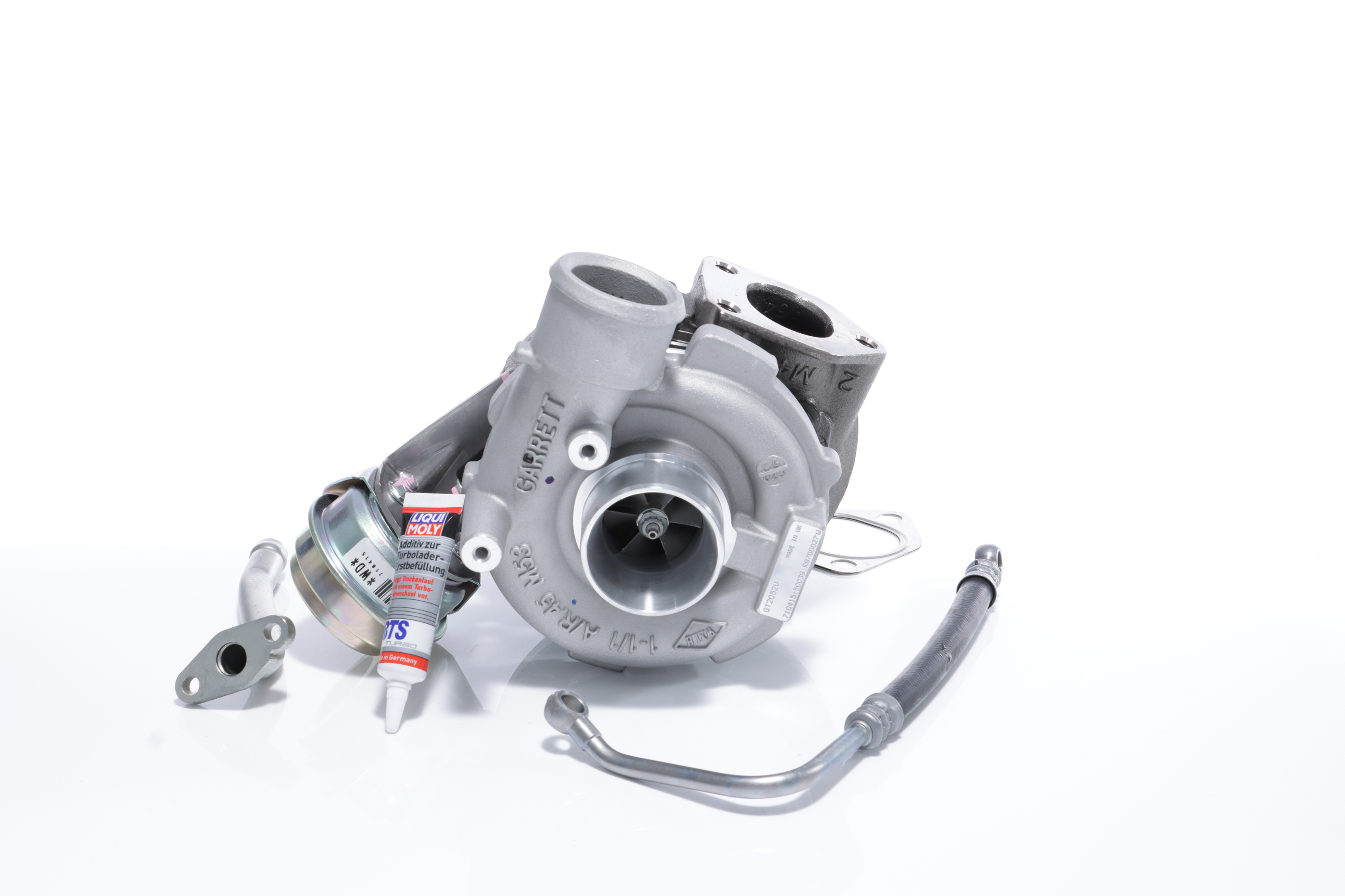 BTS TURBO T981090: Turbocharger met montage-/bevestigingsmateriaal, Met olietoevoerleiding, Met olieafvoerleiding TURBO SERVICE SET ORIGINAL