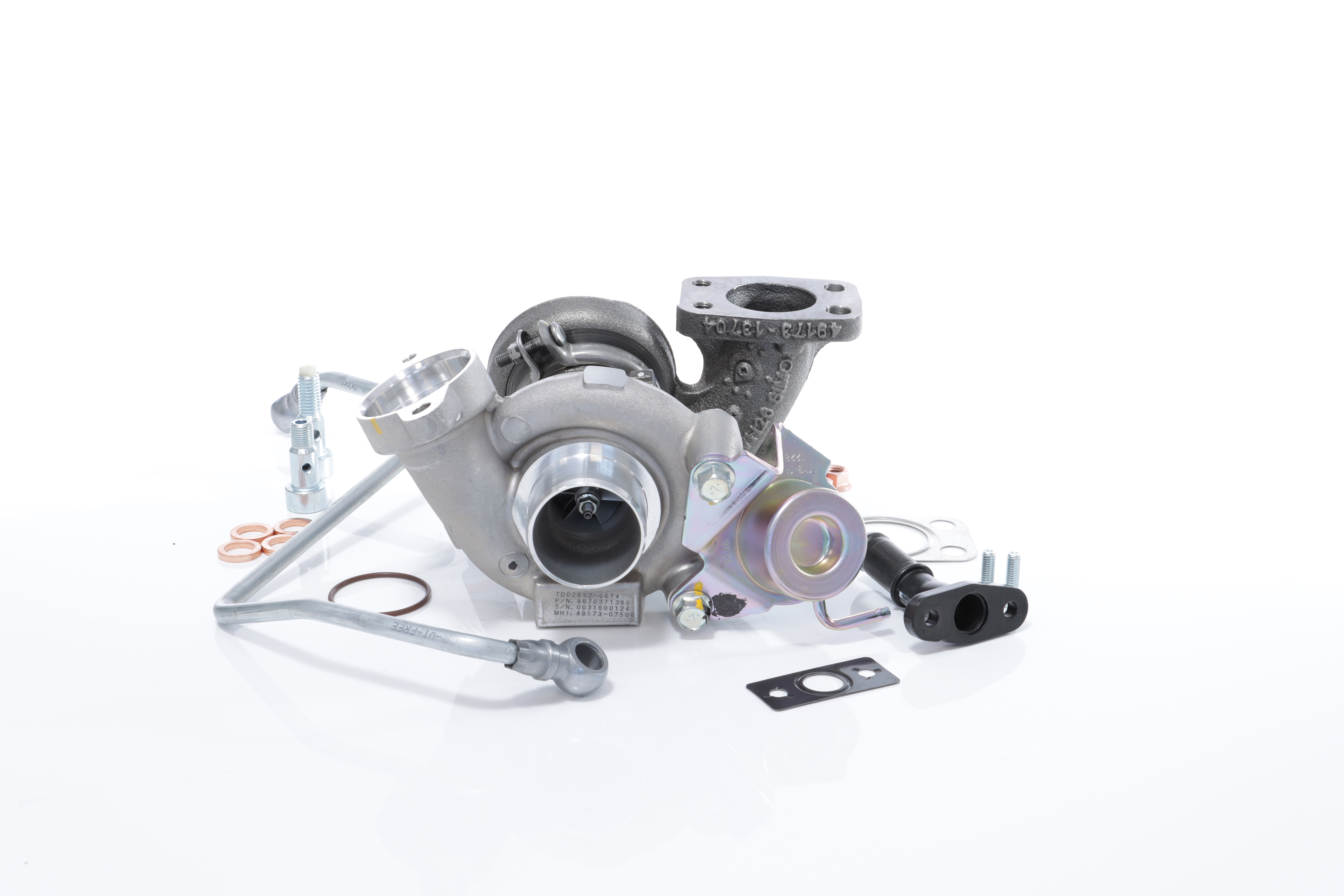 BTS TURBO T981096: Turbocharger met montage-/bevestigingsmateriaal, Met olietoevoerleiding, Met olieafvoerleiding TURBO SERVICE SET ORIGINAL
