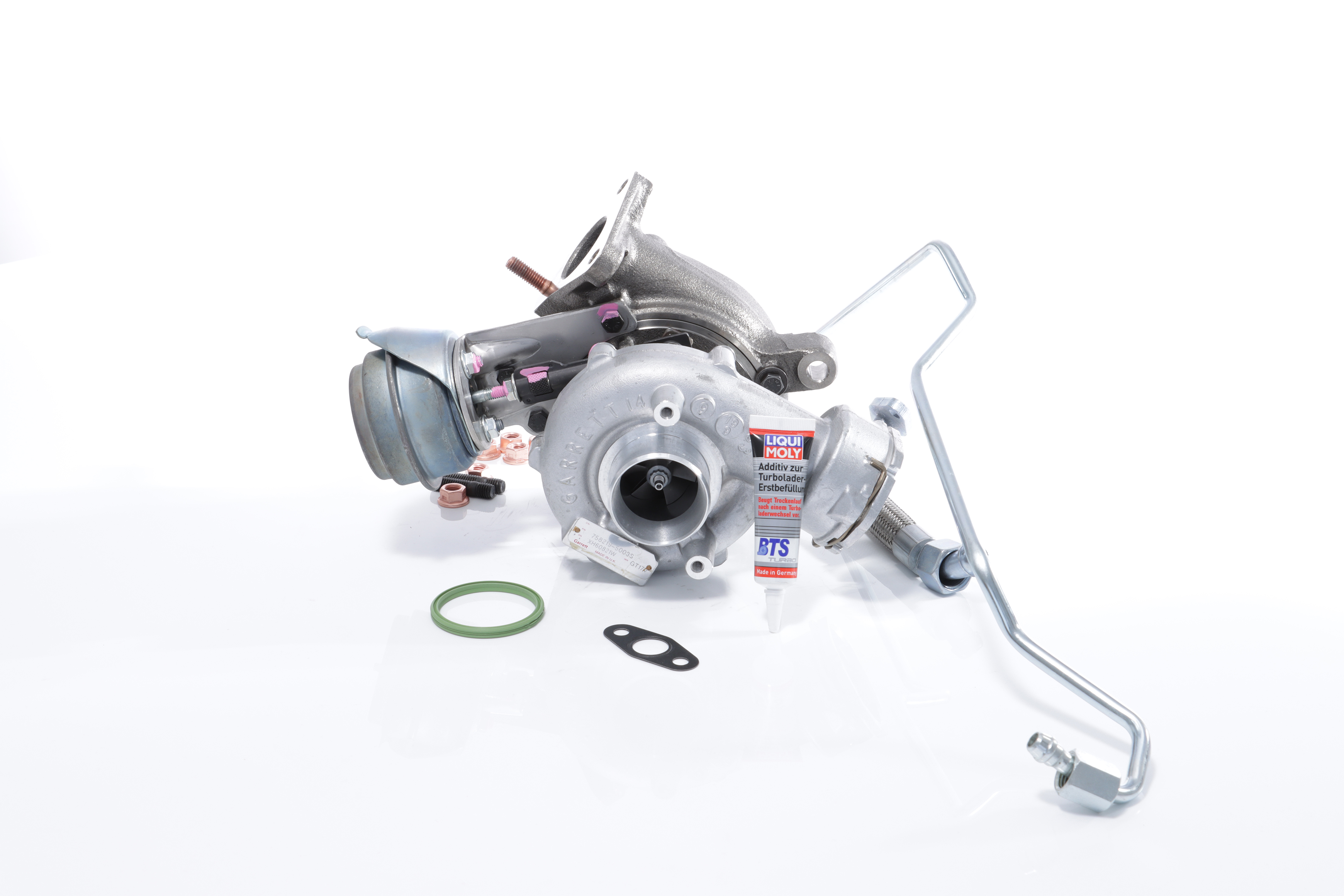 BTS TURBO T981114: Turbolader mit Anbau-/Befestigungsmaterial, mit Ölzulaufleitung, mit Ölablaufleitung TURBO SERVICE SET ORIGINAL
